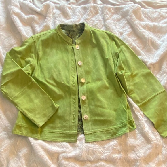 Jackets & Blazers - Vintage Lime Green Suede Button Up Jacket